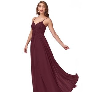Azazie Shannon Cabernet Floor Length Gown